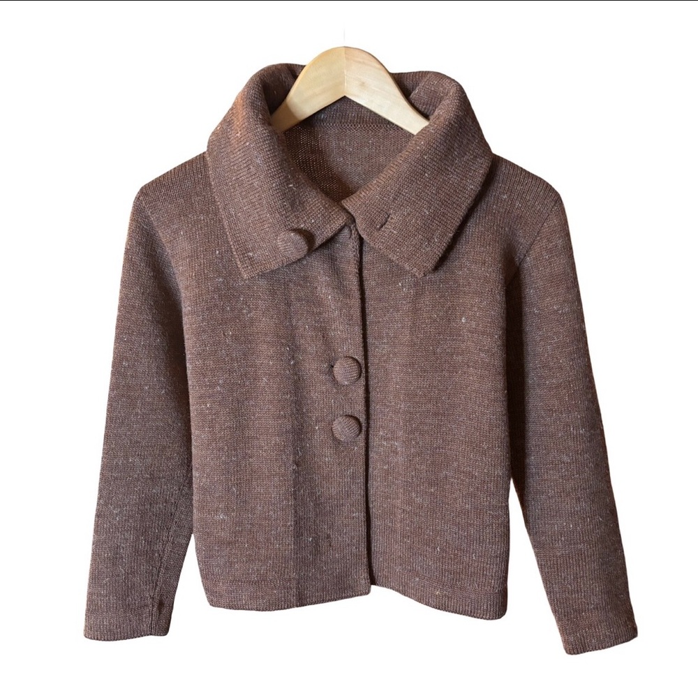 🦉Vintage Chilean Alpaca Cardigan in Mocha, Size Small - Picture 2 of 9
